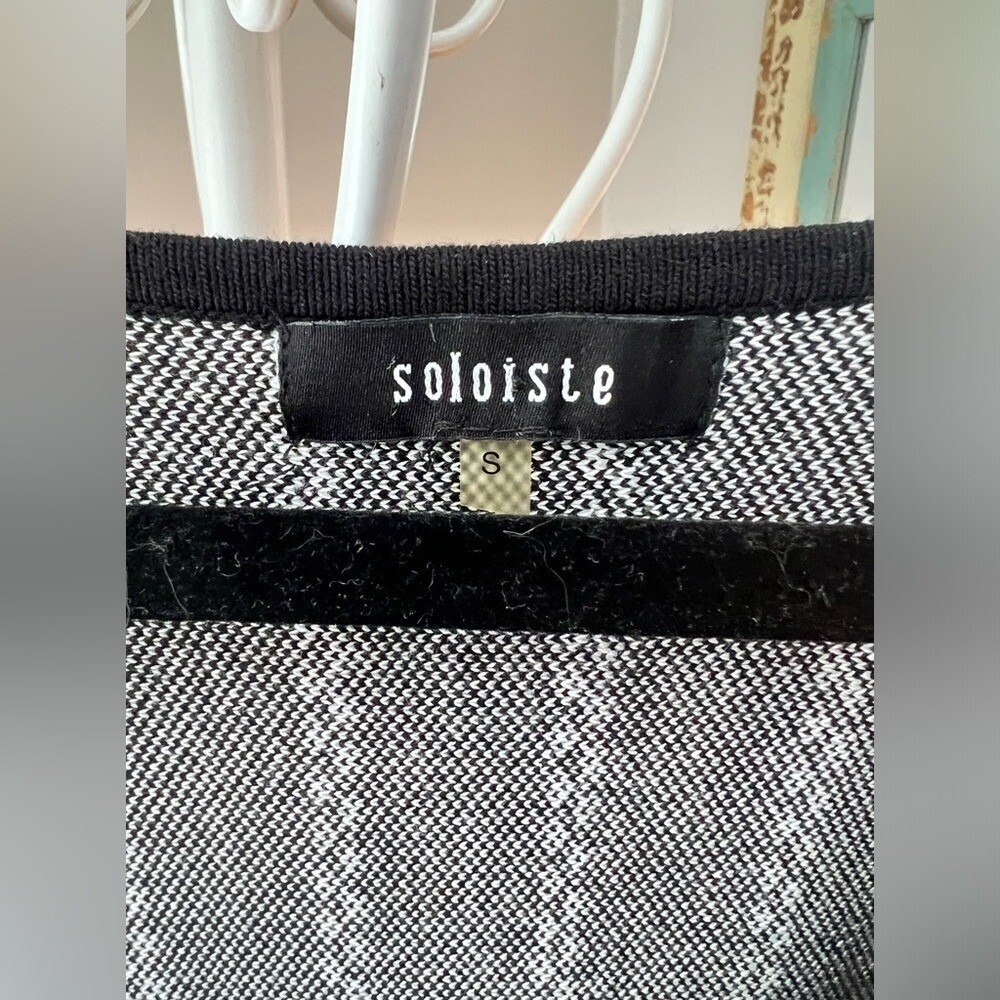 Soloiste Black White Knit Striped Stretch Sleeveless Dress Size Small Midi - Picture 3 of 6